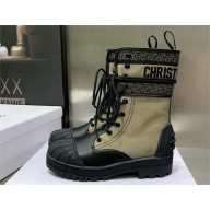dior Warm Taupe and Black Technical Fabric and Black Calfskin D-Major Ankle Boot 2023