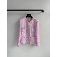 CHANEL PINK Iridescent Cotton, Wool Tweed & Imitation Pearls JACKET P78974 2025