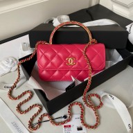 Chanel Lambskin Phone Holder with Chain Bag FUCHSIA with Top Handle AP3385 2023