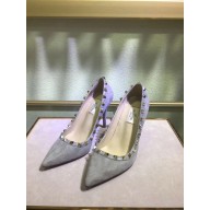 Valentino suede rockstud pump 9.5cm grey