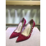 Valentino suede rockstud pump 9.5cm red
