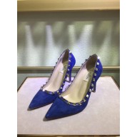 Valentino suede rockstud pump 9.5cm blue