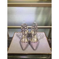 VALENTINO ROCKSTUD ANKLE STRAP SUEDE PUMP 6.5CM NUDE