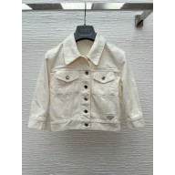 PRADA WHITE Cropped denim jacket GFB316 2025