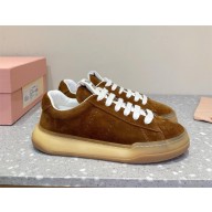 Miu Miu Bleached suede sneakers 5E916D dark brown 2024