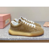 Miu Miu Bleached suede sneakers 5E916D ECRU 2024