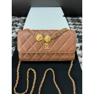 Chanel Flap Phone Holder with Chain in Lambskin tan AP3426 2023