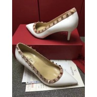VALENTINO SHEEPSKIN ROCKSTUD PUMP 6.5CM white