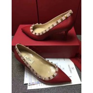 VALENTINO SHEEPSKIN ROCKSTUD PUMP 6.5CM dark red