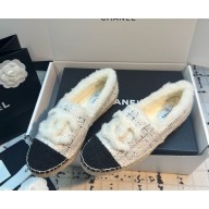 Chanel shearling CC Logo Tweed Espadrilles 112502-2024