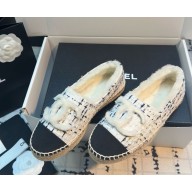 Chanel shearling CC Logo Tweed Espadrilles 112504-2024