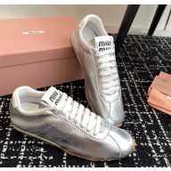 Miu Miu Plume mordoré calfskin sneakers 5E114E Silver 2024