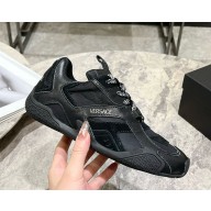 Versace women/men Galaxia Sneakers Calf leather black 2025
