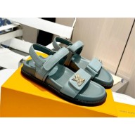 Louis Vuitton LV Sunset Comfort Flat Sandals Leather blue 2024