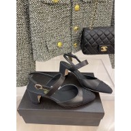 CHANEL HEEL 6.5CM SHEEPSKIN SANDALS BLACK 2022