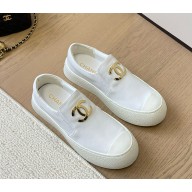 Chanel calfskin with cc logo leafers white 1216-2025