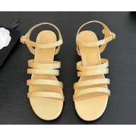 Chanel satin sandals with cc logo beige 1216-2025