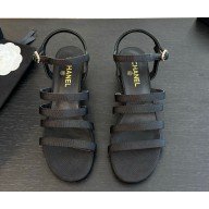 Chanel satin sandals with cc logo black  1216-2025