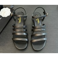 Chanel lambskin sandals with cc logo black 1216-2025