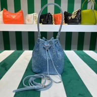 Prada Crystal Bucket Bag 1BE067 blue 2022