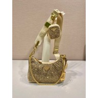 Prada Re-Edition 2005 Crystal Shoulder Bag 1BH204 Gold 2023