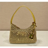 Prada Re-Edition 2000 Crystal Mini Hobo Bag 1NE515 Gold 2023