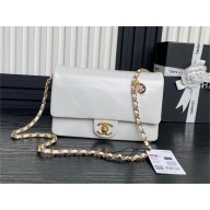 CHANEL Shiny Grained Calfskin & Gold-Tone Metal Mini Flap Bag AS5218 WHITE 2024