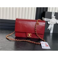 CHANEL Shiny Grained Calfskin & Gold-Tone Metal Mini Flap Bag AS5218 RED 2024