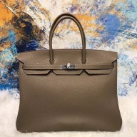 HERMES BIRKIN 40 ELEPHANT GRAY IN ORIGINAL TOGO LEATHER WITH SILVER HARDWARE