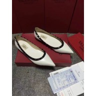 Valentino sheepskin rockstud ballet flats white and black
