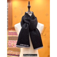 Louis Vuitton Monogram cashmere Scarf 180x30cm gray