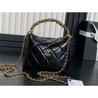 chanel Shiny Lambskin & Gold-Tone Metal, Black clutch with chain Ap4189 2024