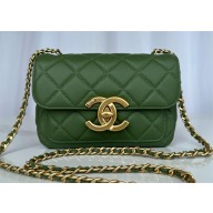chanel Shiny Lambskin & Gold-Tone Metal green Mini Flap Bag AS5026 2024