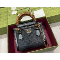 Gucci Diana mini tote bag canvas with GG crystal 707449 BLACK
