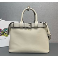 Prada Buckle medium leather handbag with double belt 1BA417 WHITE 2024