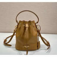 Prada leather bucket bag 1BE067 Caramel 2024 