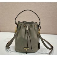 Prada leather bucket bag 1BE067 Travertine 2024 