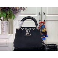 louis vuitton Capucines MINI handbag black WITH crystal flowers M23246 2023