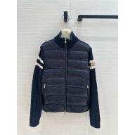 MONCLER Padded Wool Zip-Up Cardigan navy blue 2024