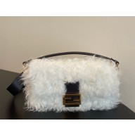 Fendi Baguette Medium Bag in White Mohair Wool 2022
