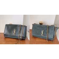 Saint Laurent kate medium reversible chain bag in suede and smooth leather 553804 gray 2023