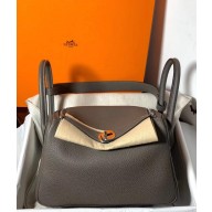 Hermes Lindy 26cm Bag in original  taurillon clemence leather etain(handmade)