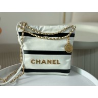 Chanel Shiny Calfskin, Calfskin & Gold-Tone Metal White & Black 22 Mini Handbag AS3980 2024(ORIGINAL QUALITY)