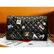 chanel Lambskin, Enamel & Gold-Tone Metal Classic Handbag A01112 BLACK 2024