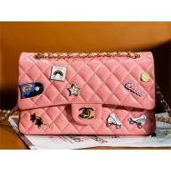 chanel Lambskin, Enamel & Gold-Tone Metal Classic Handbag A01112 pink 2024