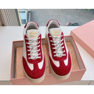 MIU MIU suede and calf leather sneakers White/red 2025