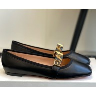 Bally Balby Squared Toe Ballet Flats black leather 2025