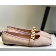 Bally Balby Squared Toe Ballet Flats nude pink leather 2025