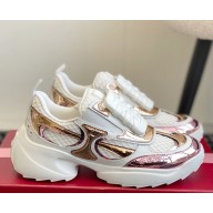 Roger Vivier Embellished leather-trimmed sneakers white/pink 2025