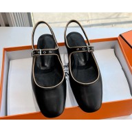 HERMES KLEO slingbacks in goatskin and Nappa leather with metallic finish noir / jaune Malawi 2025